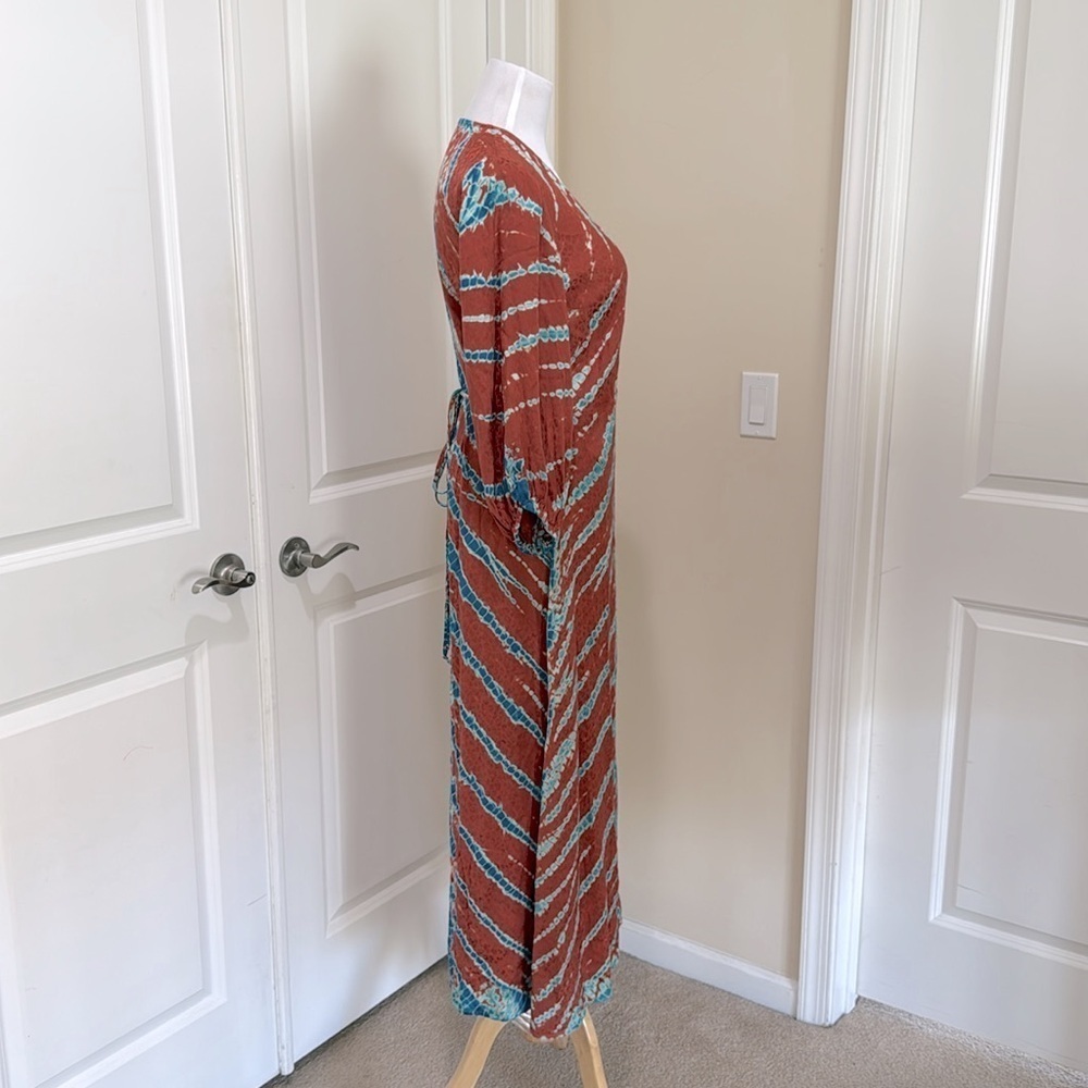 Young Fabulous & Broke Belle Midi Wrap in Mud Savannah Wash Wrap Dress Small - Picture 4 of 9